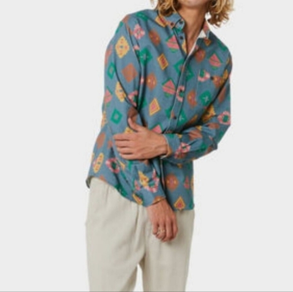 Ottway The Label | Riverston 80s Inspired Aztec Tribal Print Button Front Shirt - Picture 2 of 6